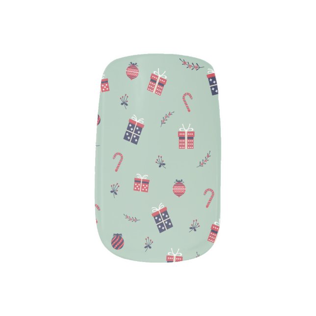 Cute Christmas Presents Ornaments Pattern Minx Nail Art (Left Thumb)
