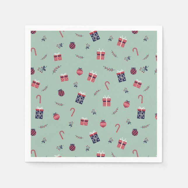 Cute Christmas Presents Ornaments Pattern Napkins (Front)