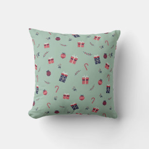 Cute Christmas Presents Ornaments Pattern Throw Pillow