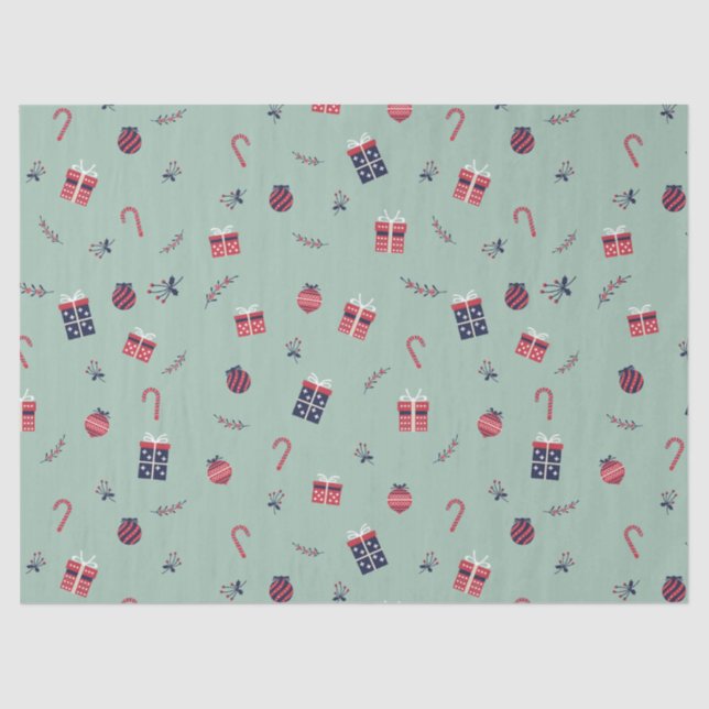 Cute Christmas Presents Ornaments Pattern Tissue Paper (Front)