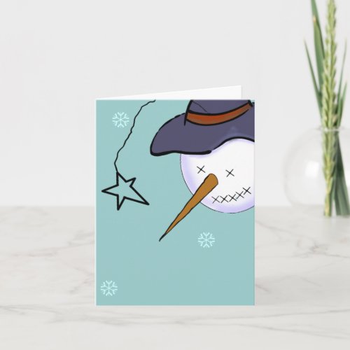 Cute Christmas Primitive Snowman Blank Holiday Card