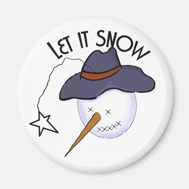 Cute Christmas Primitive Snowman Magnet (Front)