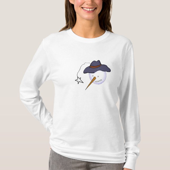 Cute Christmas Primitive Snowman T-Shirt (Front)