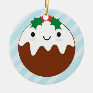 Cute Christmas Pudding Ceramic Ornament