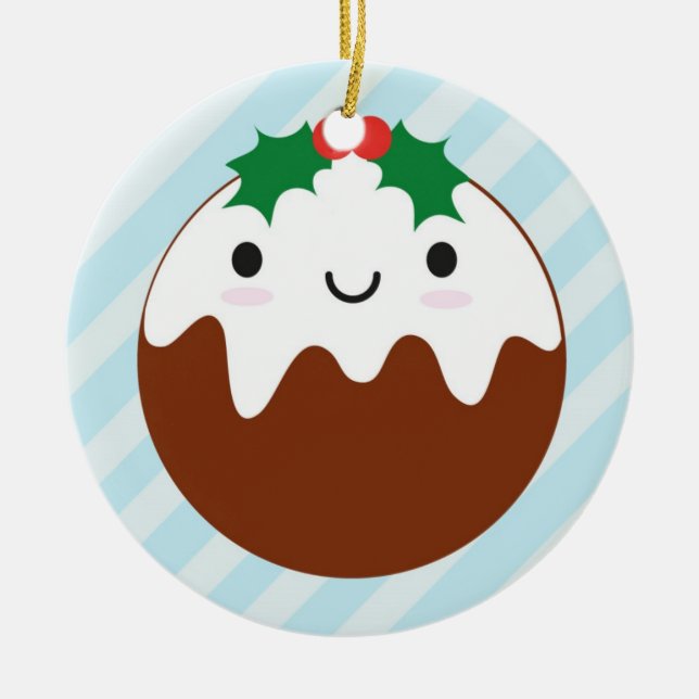 Cute Christmas Pudding Ceramic Ornament (Front)