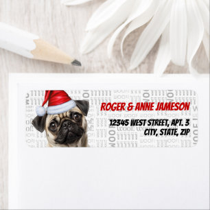 Cute Christmas Pug Dog Return Address Label
