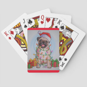 Cute Christmas Pug Dog Thermal Tumbler Bicycle Pla Poker Cards