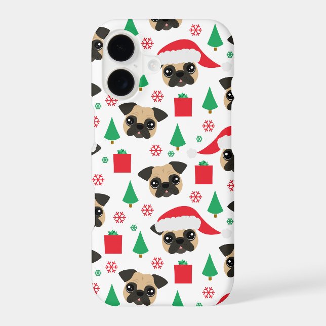 Cute Christmas Pug Iphone Case (Back)