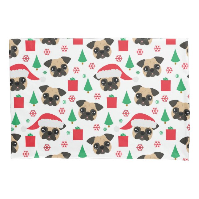 Cute Christmas Pug Pillow Case (Front)