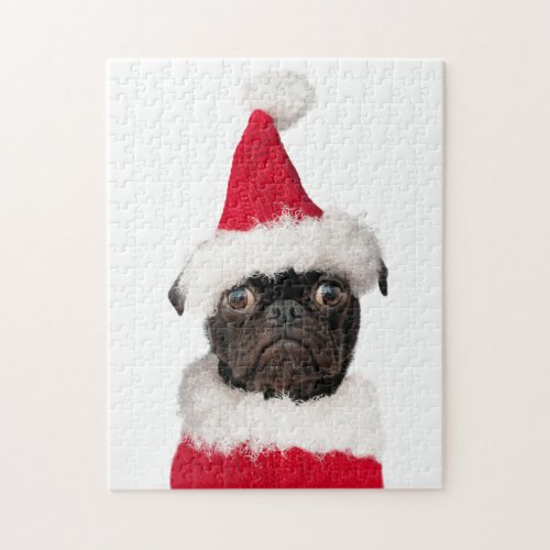 Cute Christmas Pug Puppy Santa Jigsaw Puzzle