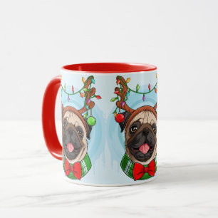 Cute Christmas Pugs Mug