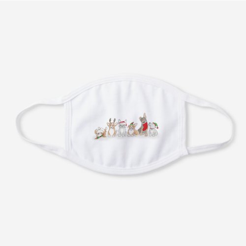 Cute Christmas puppies white cotton face mask