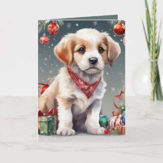 Cute Christmas Puppy Blank Christmas