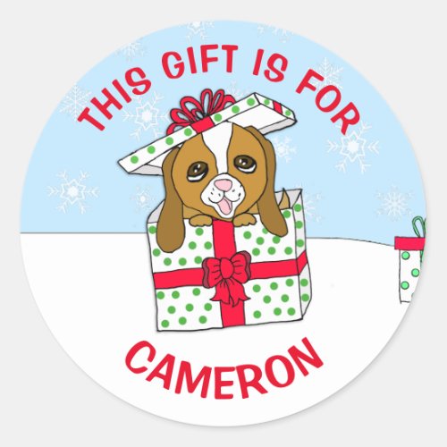 Cute Christmas Puppy Dog Personalized Gift Tag