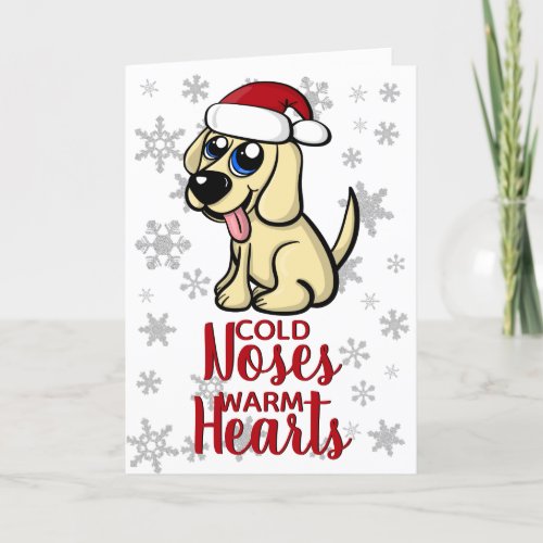 Cute Christmas Puppy Dog w Santa Hat Funny Holiday Card