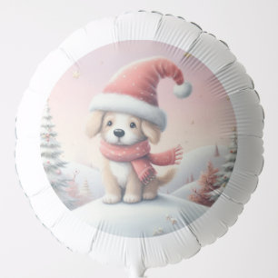 Cute Christmas puppy in santa hat Balloon