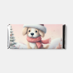Cute Christmas puppy in santa hat Hershey Bar Favors