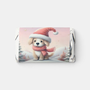Cute Christmas puppy in santa hat Hershey's Miniatures