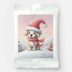 Cute Christmas puppy in santa hat Hot Chocolate Drink Mix