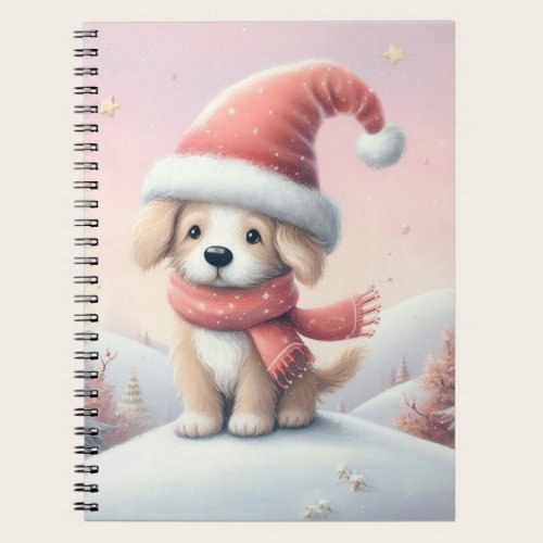 Cute Christmas puppy in santa hat Notebook Cute Christmas puppy in santa hat Notebook