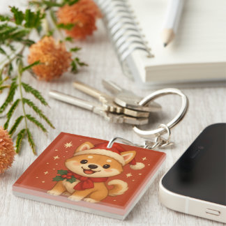 Cute Christmas puppy Keychain