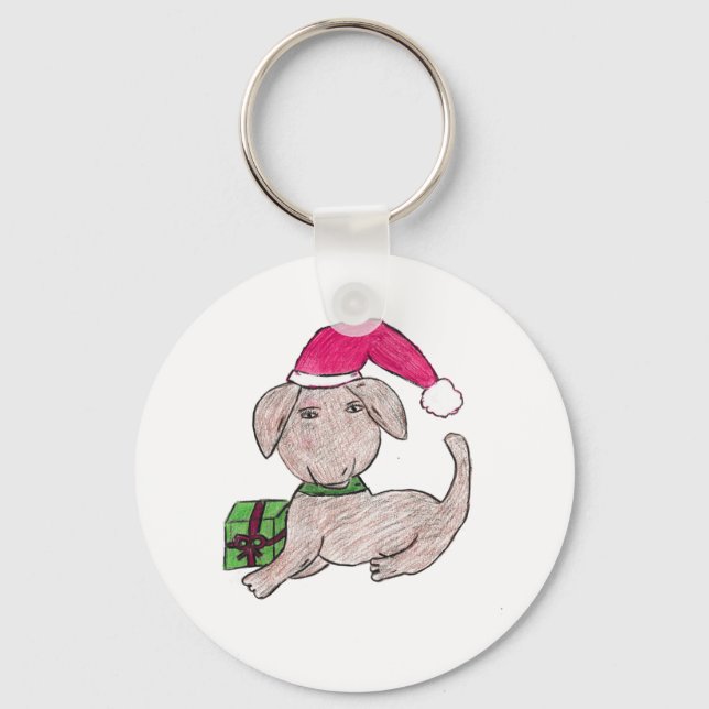 Cute Christmas Puppy  Keychain (Front)
