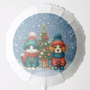 Cute Christmas puppy & kitten Balloon
