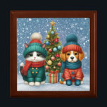 Cute Christmas puppy & kitten Gift Box<br><div class="desc">.</div>
