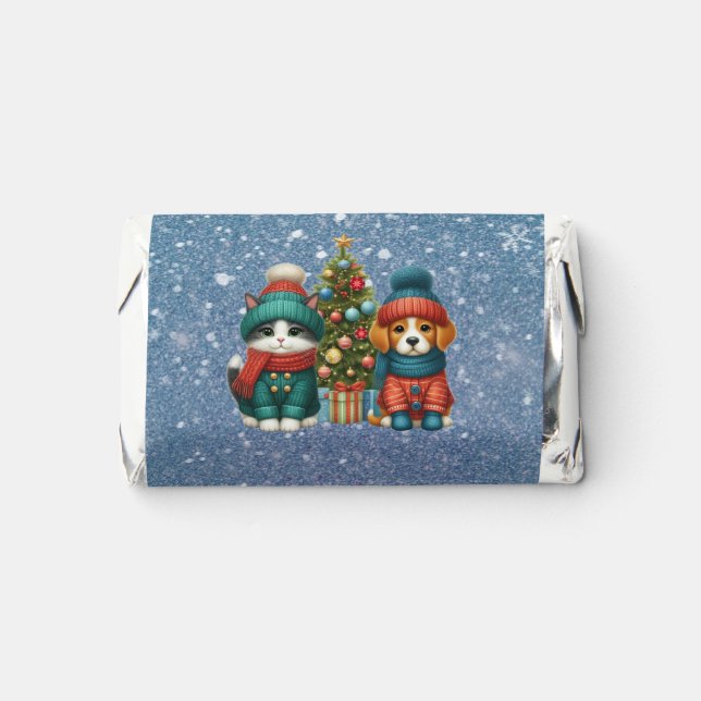 Cute Christmas puppy & kitten Hershey's Miniatures (Front)