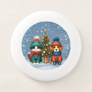 Cute Christmas puppy & kitten Wham-O Frisbee
