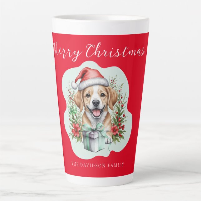 Cute Christmas Puppy  Latte Mug (Front)