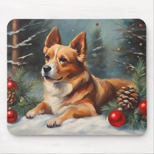 Cute Christmas Puppy Mouse Pad