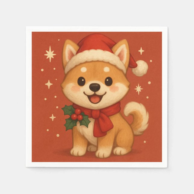 Cute Christmas puppy Napkins (Front)