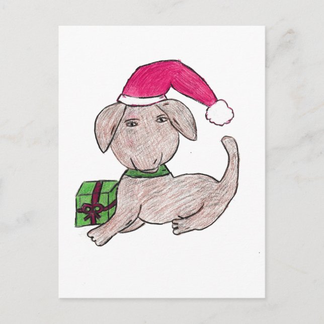Cute Christmas Puppy  Postcard (Front)