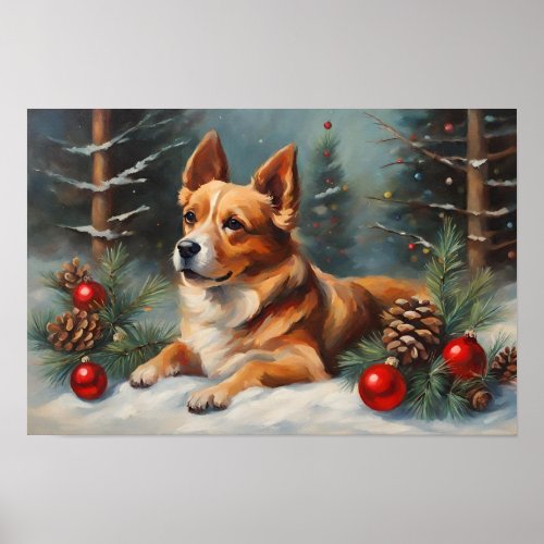 Cute Christmas Puppy Poster