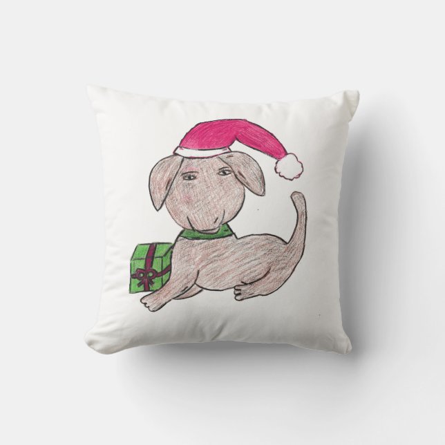 Cute Christmas Puppy  Throw Pillow (Front)