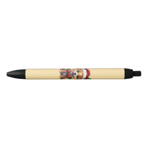 Cute Christmas Puppy with Santa Hat and Bow Pen