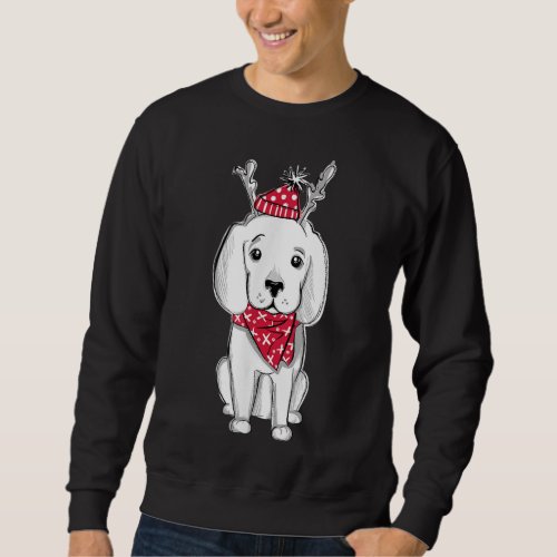 Cute Christmas Puppy Xmas Outfit Dog with Reindeer Sweatshirt