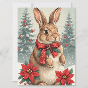Cute Christmas Rabbit  Holiday Card