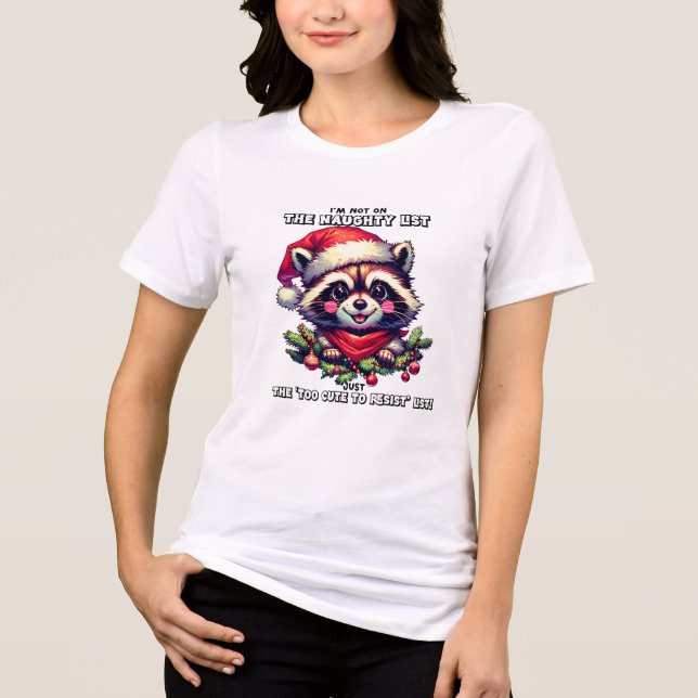 Cute Christmas raccoon shirt for holiday fun (Front)