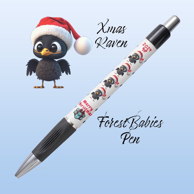 Cute Christmas Raven, Festive Graphic, White ⛄️  Pen (Creator Uploaded)