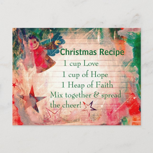 Cute Christmas Recipe Christmas Postcard (Front)
