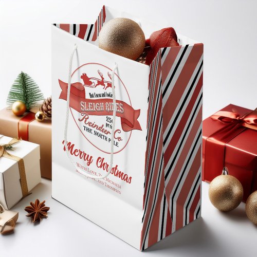 Cute Christmas Red and White Custom Medium Gift Bag