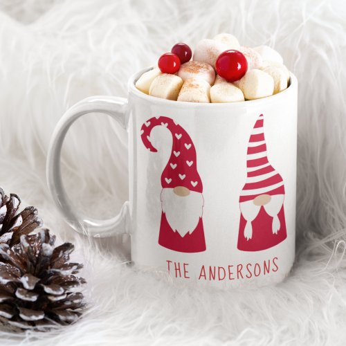 Cute Christmas Red Gnomes Personalized Coffee Mug