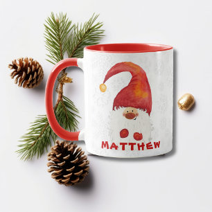 Cute Christmas Red Hat Gnome Personalized Mug