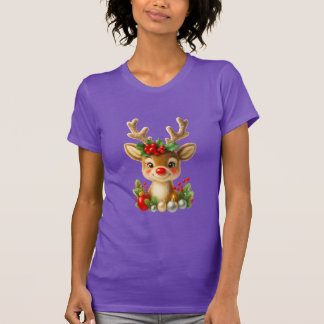 Cute Christmas Reindeer 3D Illustration | Holiday T-Shirt