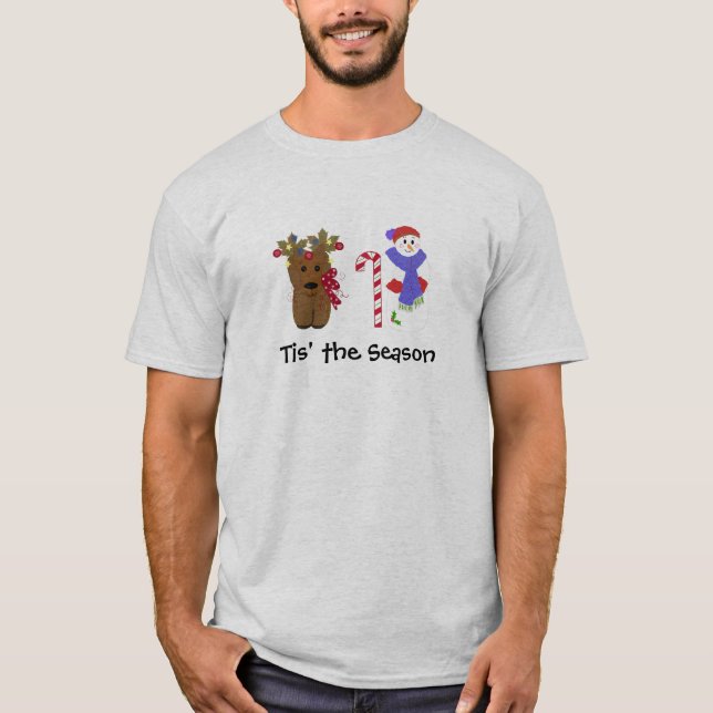 Cute Christmas Reindeer and Snowman T-Shirt (Front)
