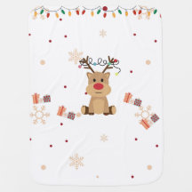 Cute Christmas Reindeer Baby Blanket