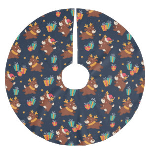 Cute Christmas Reindeer Brushed Polyester Tree Skirt