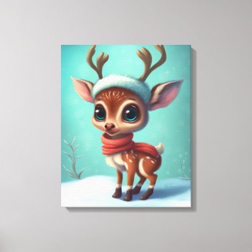 Cute Christmas Reindeer  Canvas Print